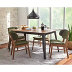 Lifestorey Rory Table à manger rectangulaire du milieu du siècle moderne Noyer/Noir : MDF, cadre en hévéa, 4 places