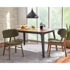 Lifestorey Rory Table à manger rectangulaire du milieu du siècle moderne Noyer/Noir : MDF, cadre en hévéa, 4 places