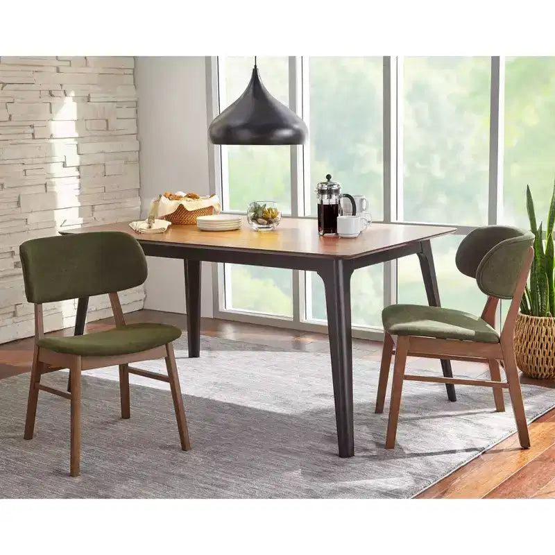 Lifestorey Rory Table à manger rectangulaire du milieu du siècle moderne Noyer/Noir : MDF, cadre en hévéa, 4 places