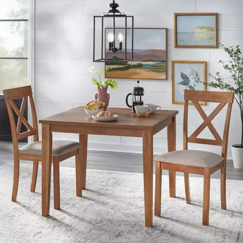 Table à manger carrée de style transitionnel Lifestorey Carmen 91,4 cm Beige