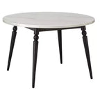 Lifestorey Bertona Faux Marble 46" Round Dining Table with Spindle Legs Black