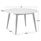 Table à manger ronde Lifestorey Bertona en faux marbre, 117 cm, avec pieds fuseau noirs