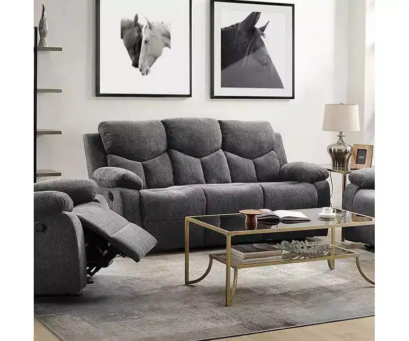 Canapé Kalen 82" en chenille grise - Acme Furniture : Fauteuil inclinable rembourré, comprend 2 oreillers décoratifs