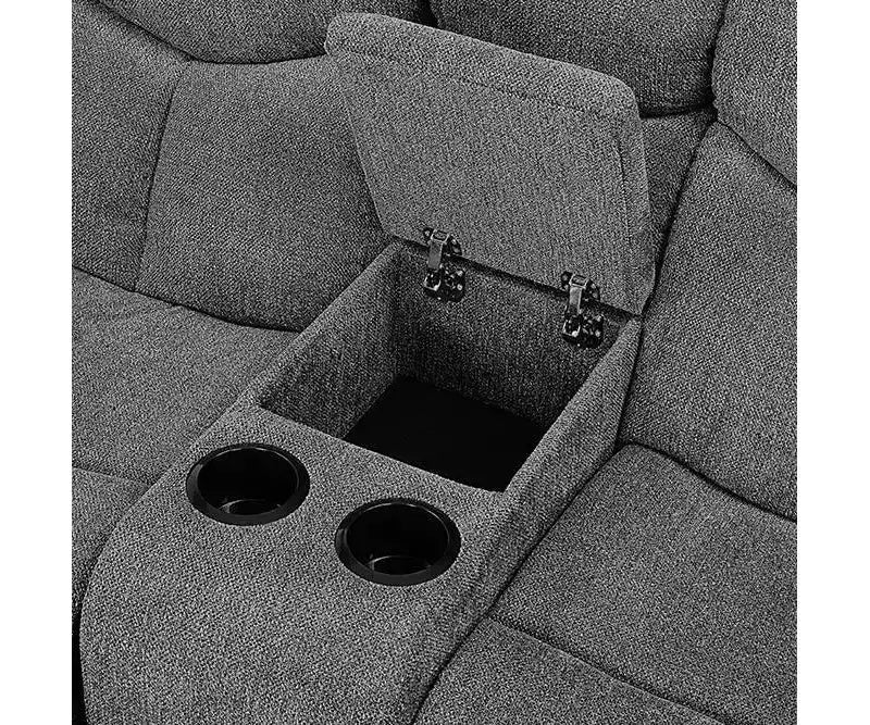 Canapé Kalen 82" en chenille grise - Acme Furniture : Fauteuil inclinable rembourré, comprend 2 oreillers décoratifs