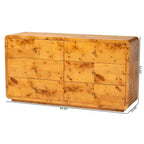 bali & pari Netra Commode 6 Tiroirs en Bois de Ronce Clair Mappa Burl