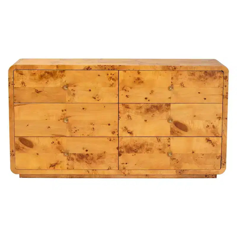 bali & pari Netra Commode 6 Tiroirs en Bois de Ronce Clair Mappa Burl