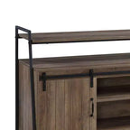 Meuble TV 60" Rashawn pour téléviseurs jusqu'à 58" en chêne rustique/finition noire - Acme Furniture : Style industriel avec portes coulissantes de grange et étagère ouverte