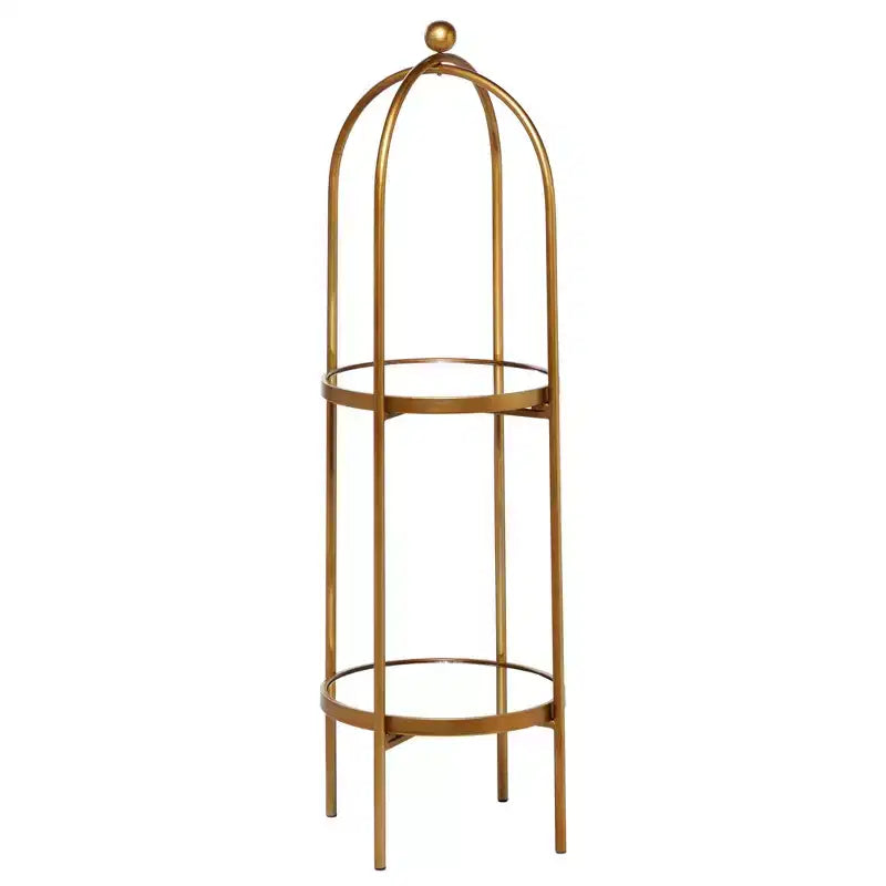 Olivia & May Glam Metal Shelving Unit Gold: Luxury Storage, No Assembly, 2-Tier Bookcase