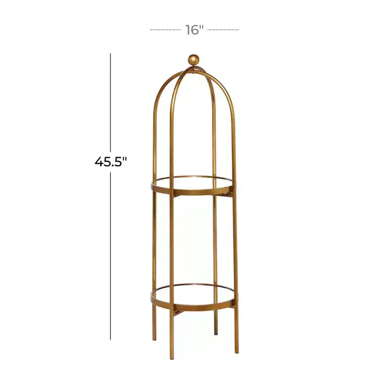 Olivia & May Étagère en métal doré Glam : Rangement de luxe, Aucun assemblage requis, Bibliothèque à 2 niveaux