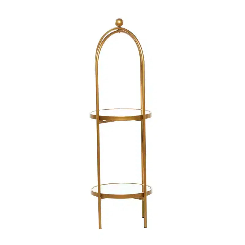 Olivia & May Étagère en métal doré Glam : Rangement de luxe, Aucun assemblage requis, Bibliothèque à 2 niveaux