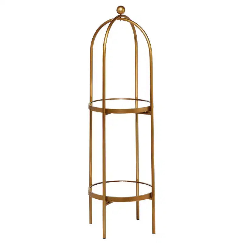 Olivia & May Étagère en métal doré Glam : Rangement de luxe, Aucun assemblage requis, Bibliothèque à 2 niveaux