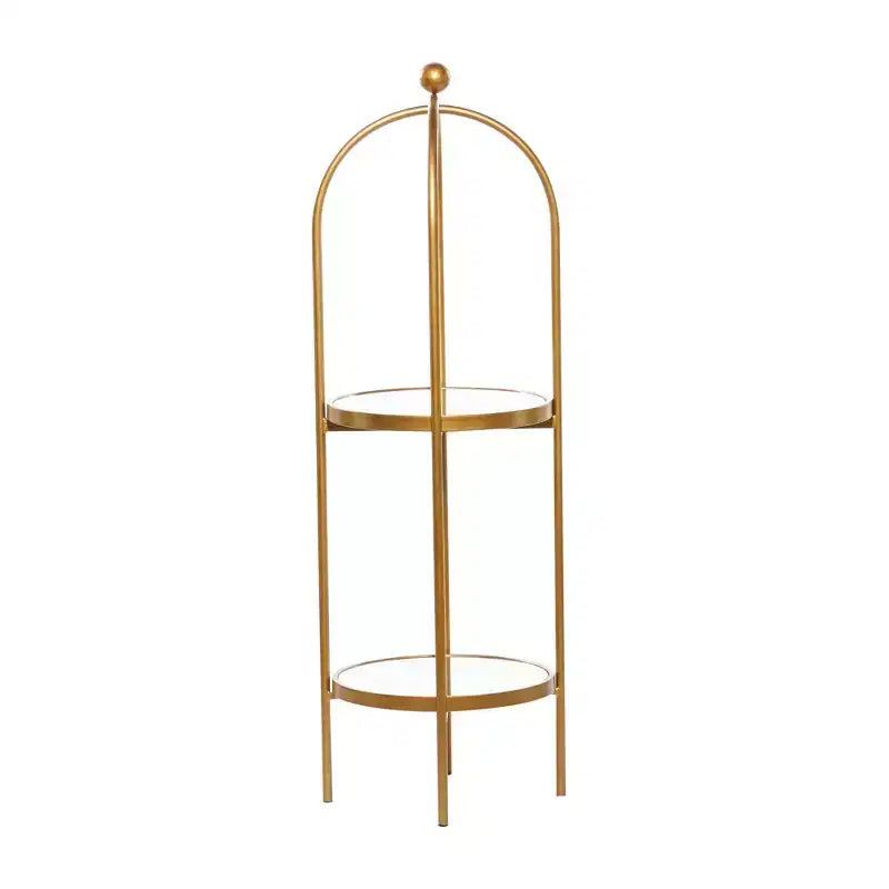 Olivia & May Étagère en métal doré Glam : Rangement de luxe, Aucun assemblage requis, Bibliothèque à 2 niveaux