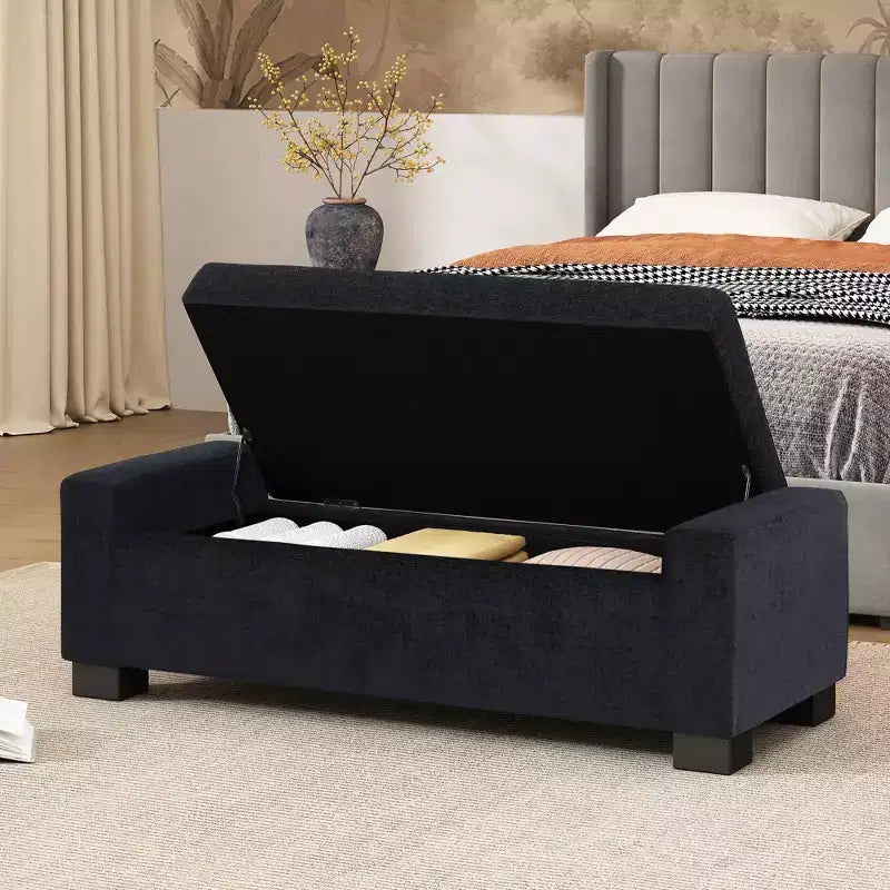 Christopher Knight Home Olivia Pouf de rangement moderne rembourré d'intérieur Bleu nuit