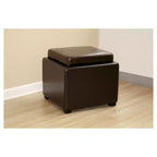 Tate Pouf de Rangement Marron Foncé - Baxton Studio : Siège Compact, Table d'Appoint, Pieds Anti-Rayures