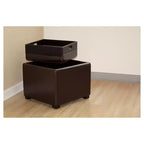Tate Pouf de Rangement Marron Foncé - Baxton Studio : Siège Compact, Table d'Appoint, Pieds Anti-Rayures