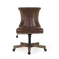 Coulee Contemporary Upholstered Roll Back Swivel Office Chair Dark Brown/Natural - Christopher Knight Home: Ergonomic, Adjustable Height