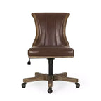 Coulee Contemporary Upholstered Roll Back Swivel Office Chair Dark Brown/Natural - Christopher Knight Home: Ergonomic, Adjustable Height
