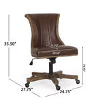 Chaise de bureau pivotante Coulee contemporaine en tissu à dossier roulé, brun foncé/naturel – Christopher Knight Home : Ergonomique, hauteur réglable