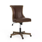 Chaise de bureau pivotante Coulee contemporaine en tissu à dossier roulé, brun foncé/naturel – Christopher Knight Home : Ergonomique, hauteur réglable