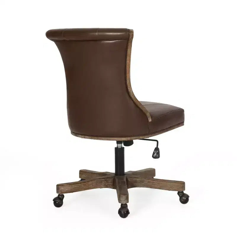 Chaise de bureau pivotante Coulee contemporaine en tissu à dossier roulé, brun foncé/naturel – Christopher Knight Home : Ergonomique, hauteur réglable