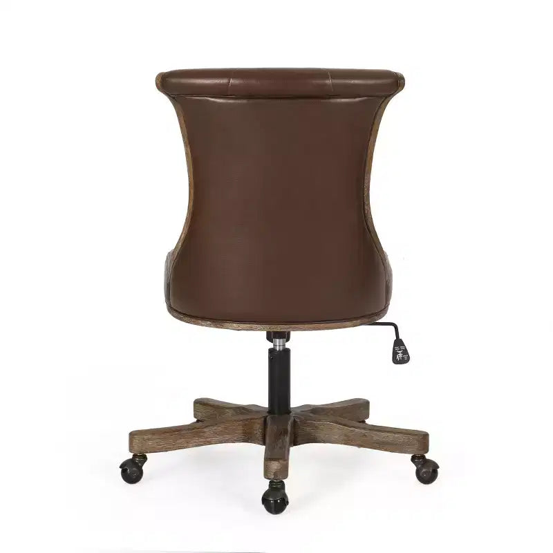 Chaise de bureau pivotante Coulee contemporaine en tissu à dossier roulé, brun foncé/naturel – Christopher Knight Home : Ergonomique, hauteur réglable