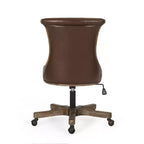Chaise de bureau pivotante Coulee contemporaine en tissu à dossier roulé, brun foncé/naturel – Christopher Knight Home : Ergonomique, hauteur réglable