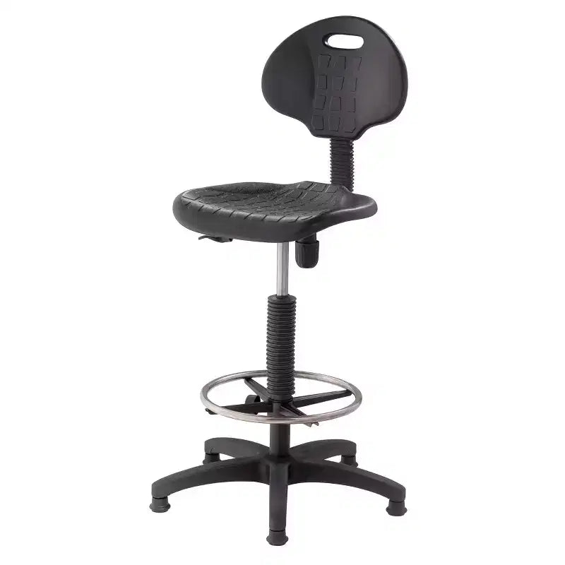 Chaise de travail en polyuréthane réglable en hauteur (22"-32") : pivotante, soutien lombaire, roulettes - Hampden Furnishings