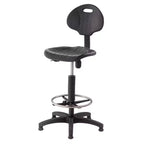 Chaise de travail en polyuréthane réglable en hauteur (22"-32") : pivotante, soutien lombaire, roulettes - Hampden Furnishings