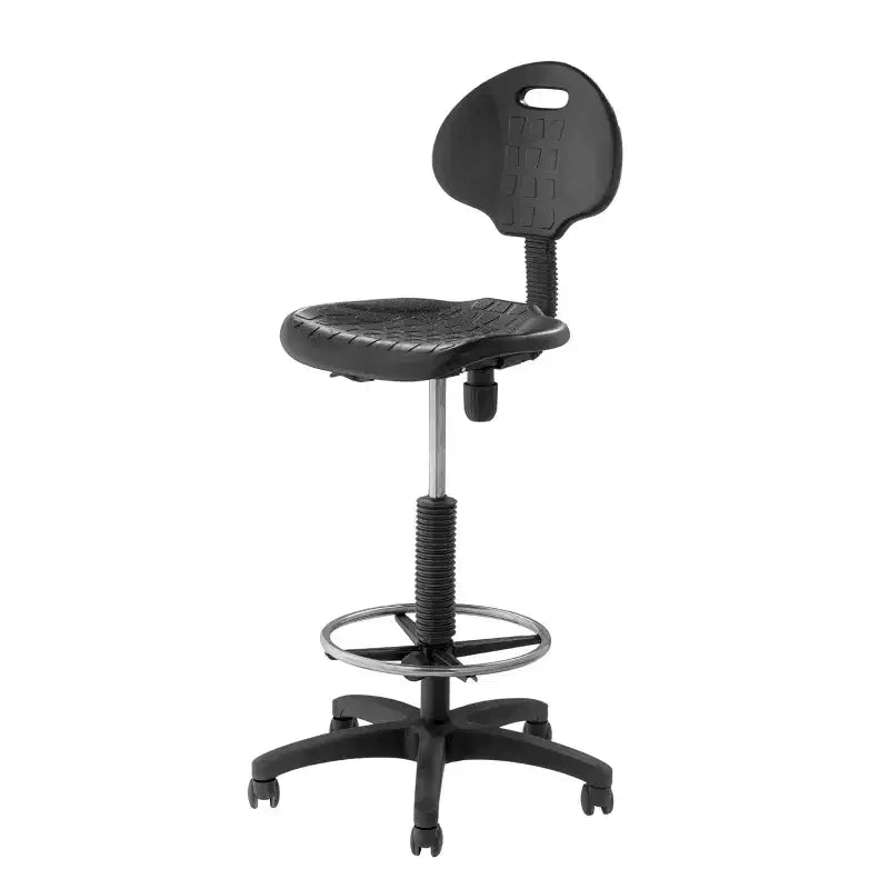 Chaise de travail en polyuréthane réglable en hauteur (22"-32") : pivotante, soutien lombaire, roulettes - Hampden Furnishings