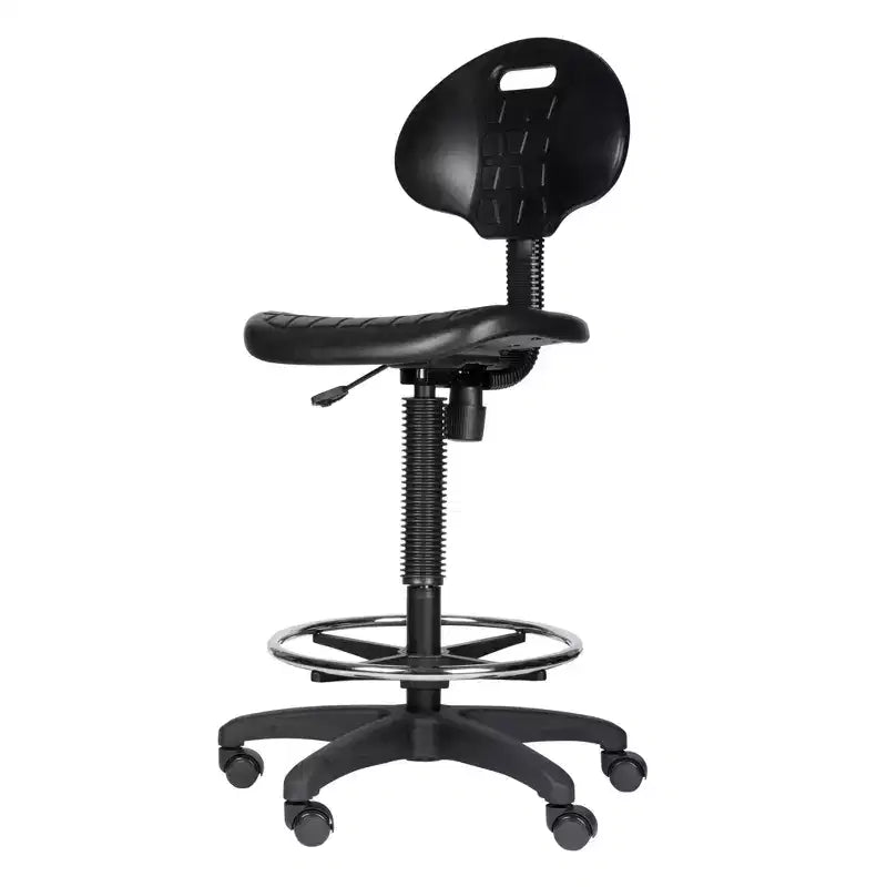 Chaise de travail en polyuréthane réglable en hauteur (22"-32") : pivotante, soutien lombaire, roulettes - Hampden Furnishings