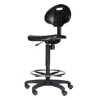 Chaise de travail en polyuréthane réglable en hauteur (22"-32") : pivotante, soutien lombaire, roulettes - Hampden Furnishings