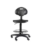Chaise de travail en polyuréthane réglable en hauteur (22"-32") : pivotante, soutien lombaire, roulettes - Hampden Furnishings