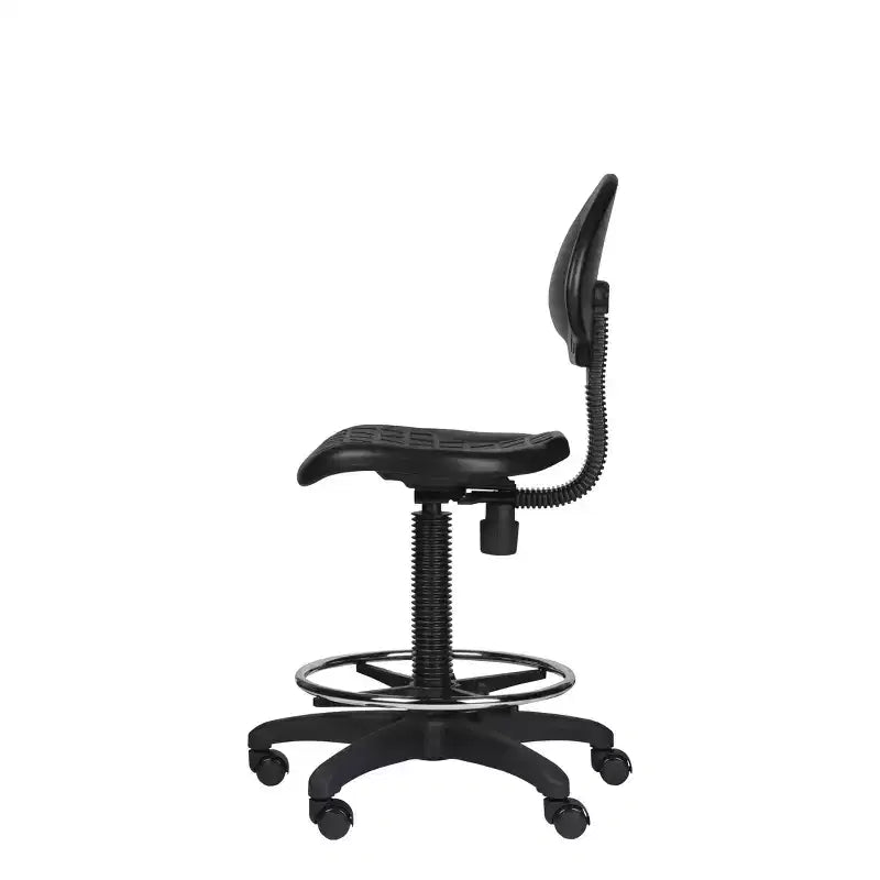 Chaise de travail en polyuréthane réglable en hauteur (22"-32") : pivotante, soutien lombaire, roulettes - Hampden Furnishings