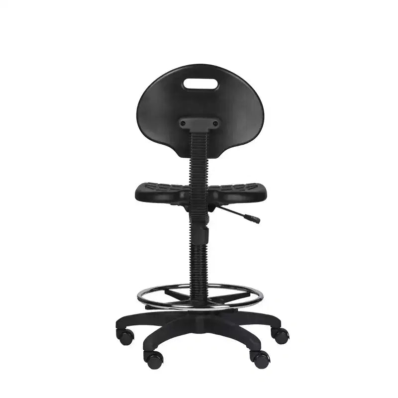 Chaise de travail en polyuréthane réglable en hauteur (22"-32") : pivotante, soutien lombaire, roulettes - Hampden Furnishings