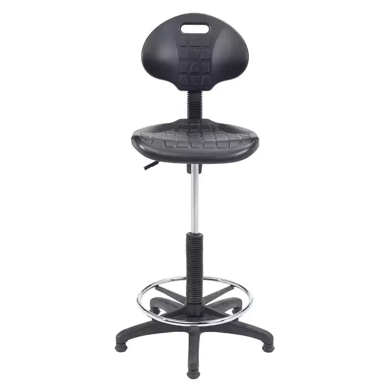 Chaise de travail en polyuréthane réglable en hauteur (22"-32") : pivotante, soutien lombaire, roulettes - Hampden Furnishings