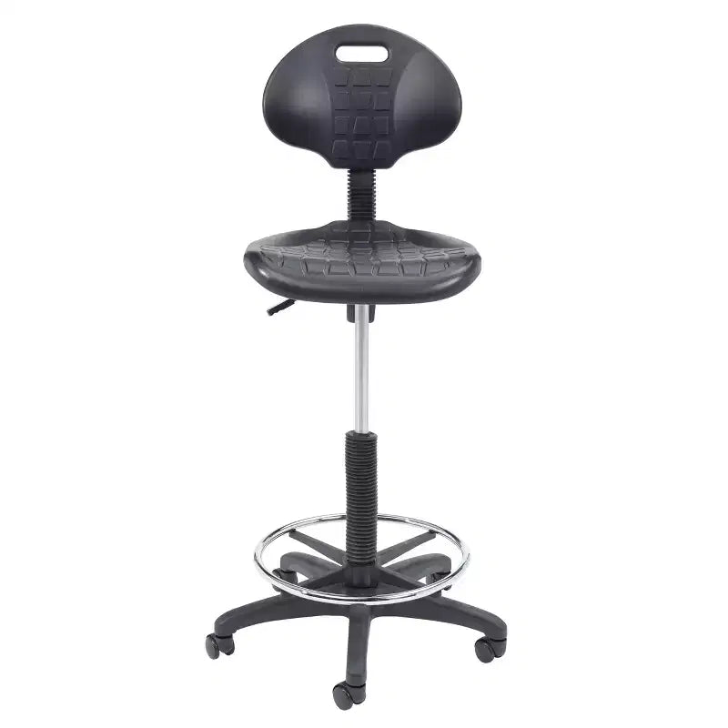 Chaise de travail en polyuréthane réglable en hauteur (22"-32") : pivotante, soutien lombaire, roulettes - Hampden Furnishings