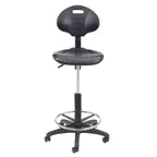 Chaise de travail en polyuréthane réglable en hauteur (22"-32") : pivotante, soutien lombaire, roulettes - Hampden Furnishings
