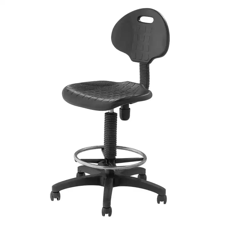 Chaise de travail en polyuréthane réglable en hauteur (22"-32") : pivotante, soutien lombaire, roulettes - Hampden Furnishings