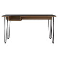 Manila Computer Desk Brown - Boahaus: Ergonomic 55" Wide, Glass Top, Metal Legs, Shelf