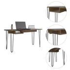 Bureau d'ordinateur Manila marron - Boahaus : Ergonomique 55" de large, plateau en verre, pieds en métal, étagère
