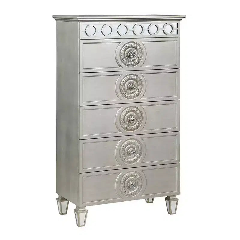 31" Varian Decorative Storage Drawer Silver and Mirrored Finish - Acme Furniture