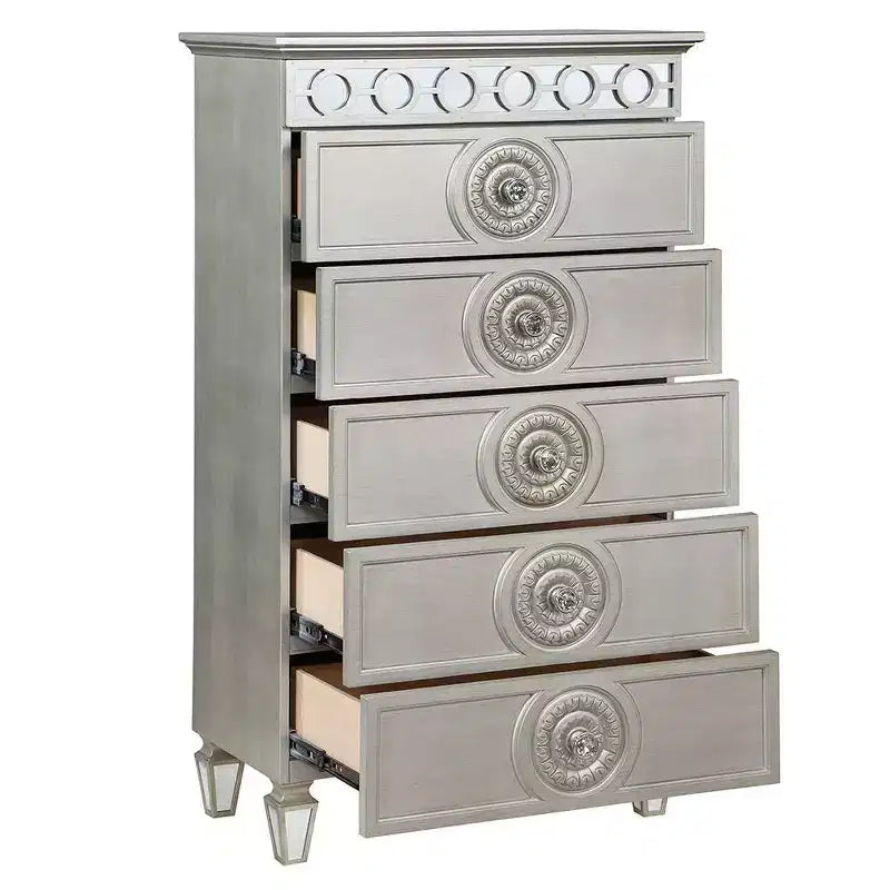 Tiroir de rangement décoratif Varian de 31 po, finition argent et miroir - Acme Furniture