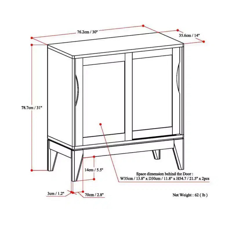 WyndenHall Pearson Low Storage Cabinet White