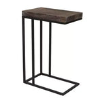 Breeze Casual C Shaped End Table Metal Frame Rustic Brown - Proman Products: Slide Under Sofa, Snack & Lamp Stand