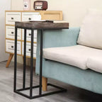 Breeze Casual Table d'appoint en C avec cadre en métal marron rustique - Proman Products : se glisse sous le canapé, support pour collation et lampe