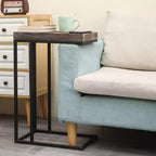 Breeze Casual Table d'appoint en C avec cadre en métal marron rustique - Proman Products : se glisse sous le canapé, support pour collation et lampe