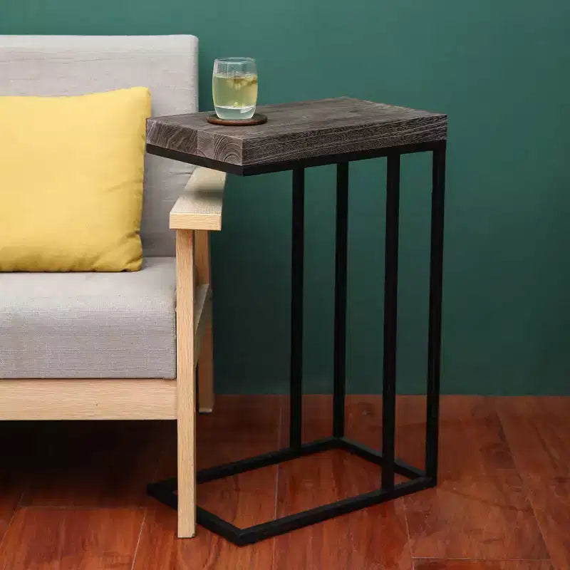 Breeze Casual Table d'appoint en C avec cadre en métal marron rustique - Proman Products : se glisse sous le canapé, support pour collation et lampe