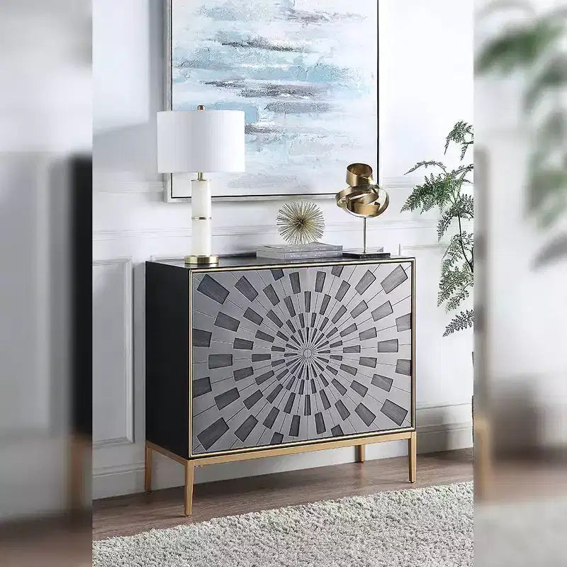 Table d'appoint Quilla 39" finition noir, gris et laiton - Acme Furniture