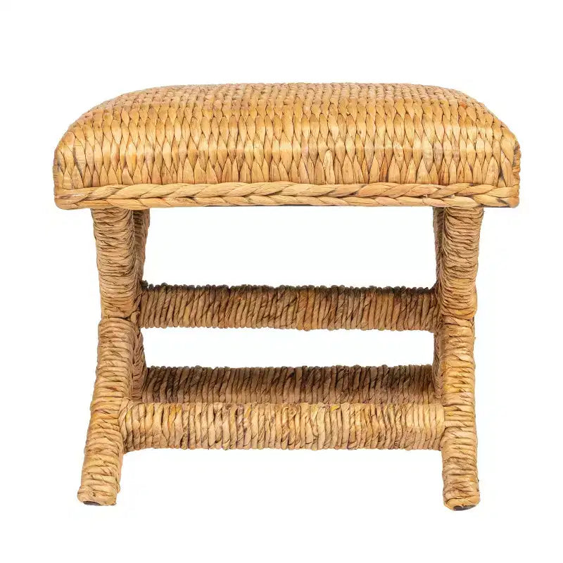 Table d'appoint Storied Home en jacinthe d'eau tressée et bois marron : Cadre en acajou, aucun assemblage requis.