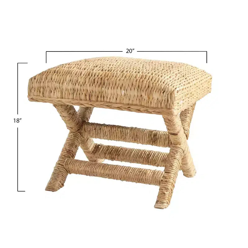 Table d'appoint Storied Home en jacinthe d'eau tressée et bois marron : Cadre en acajou, aucun assemblage requis.